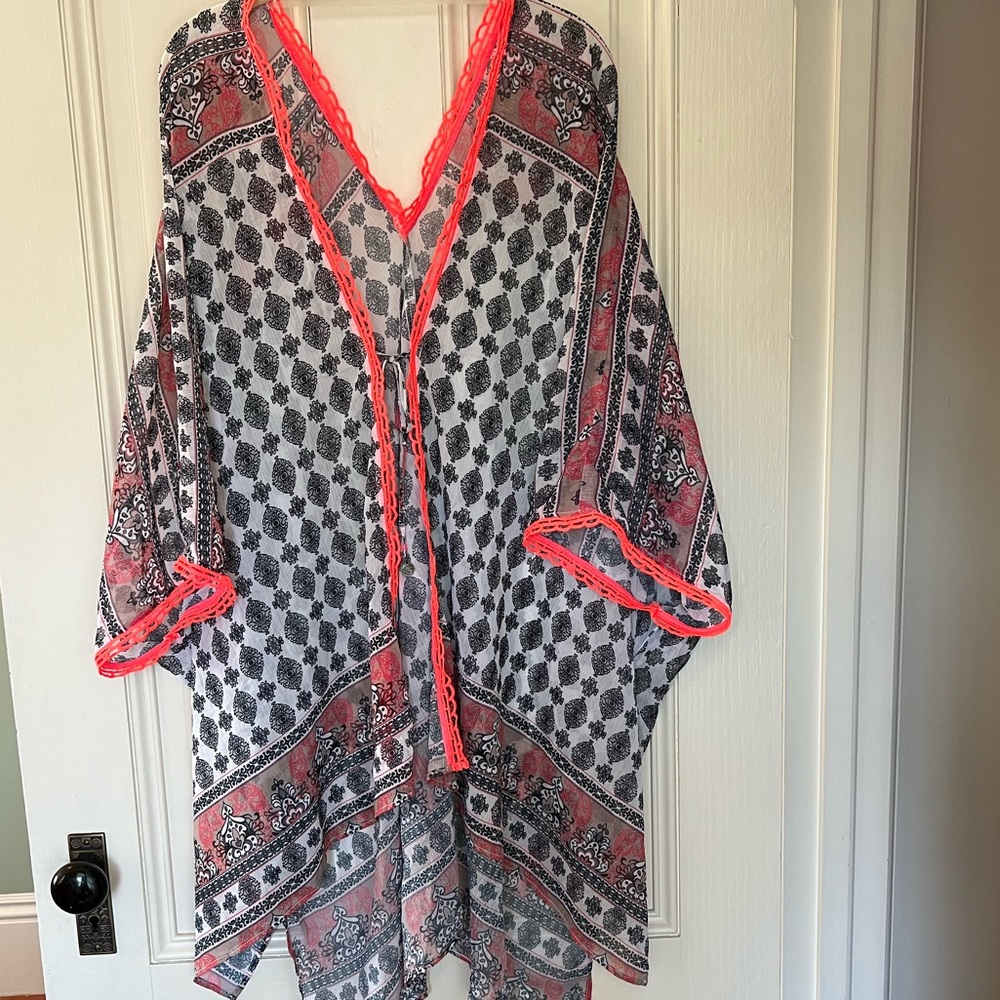 Becca Swimsuit Coverup - Black and White with a pop of trending Neon